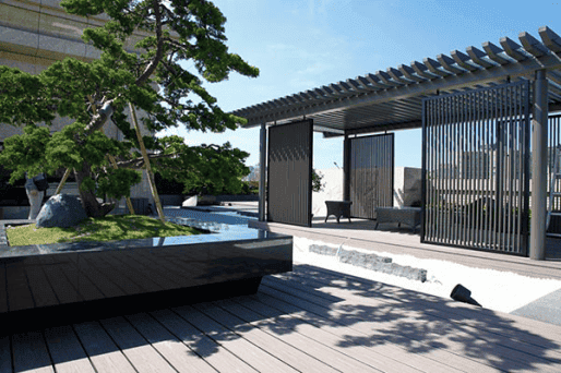 屋顶塑木材料花园
